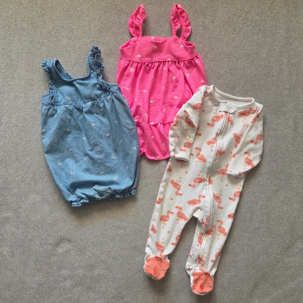 Bundle of Flamingo Theme Baby Girl 6-12 Months